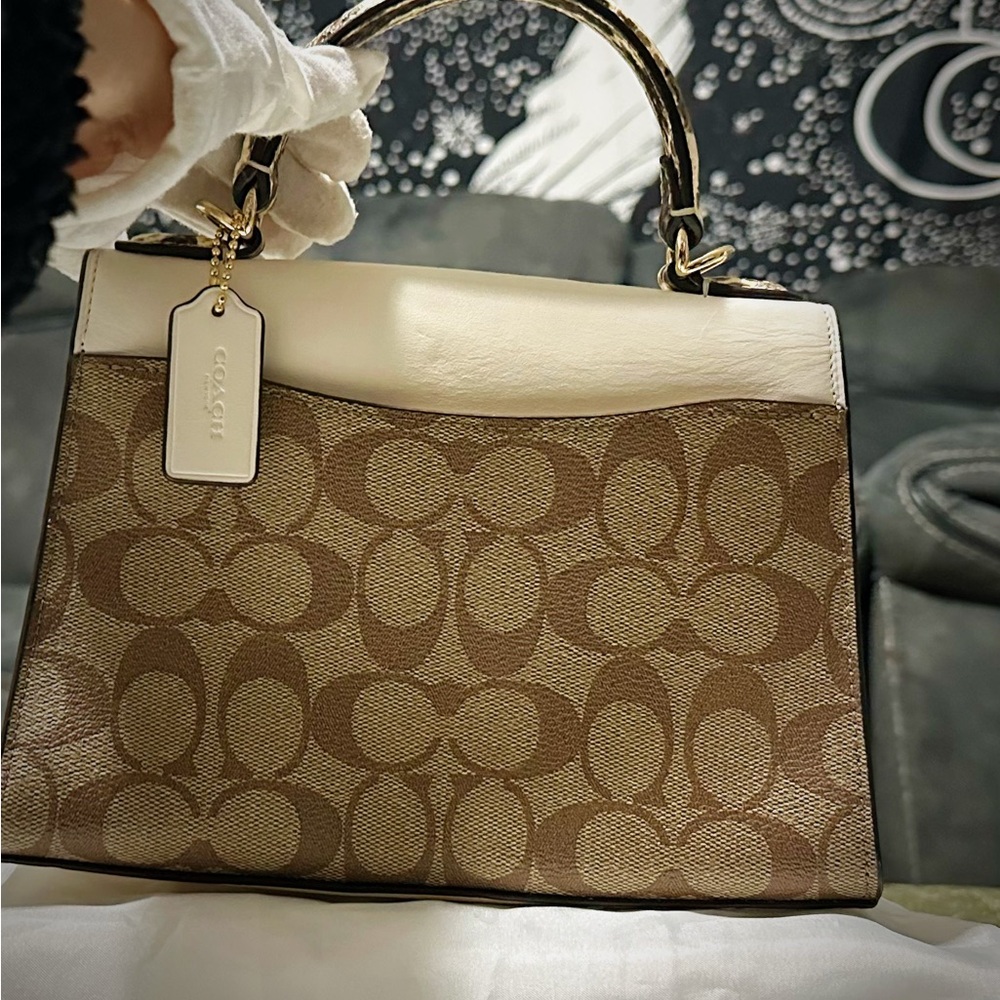Coach Leopard and White Satchel - Picture 15 of 17